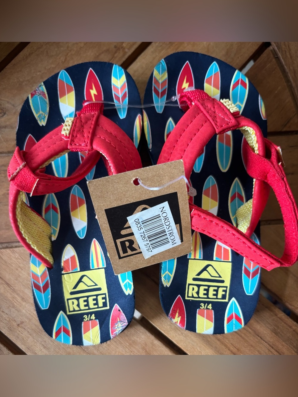 NWT Reef Little Kids Surfboard Sandals Sz 3/4